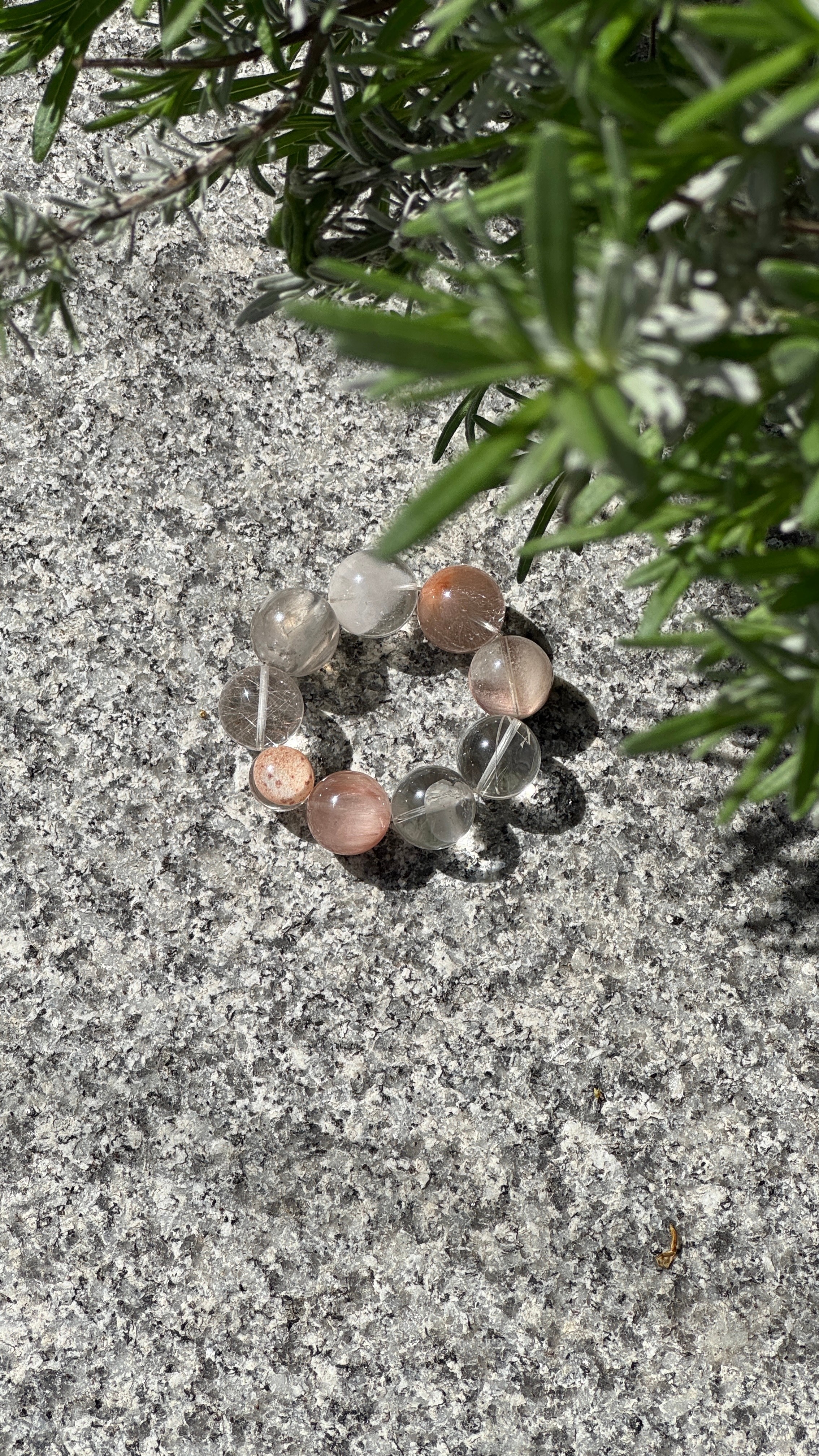 made of earth crystal bracelet peach